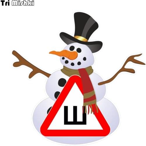 Tri Mishki WCS815# 14*14cm Spikes sign on a snowman car sticker colorful Decals Motorcycle Accessories Stickers