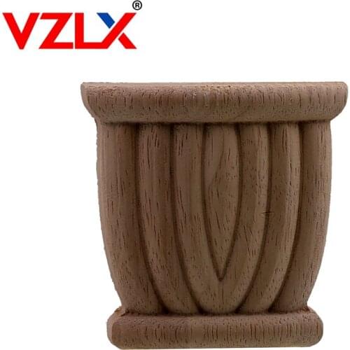 VZLX Flower Carving Natural Wood Corner Carved Applique Furniture Cabinet Unpainted Wooden Mouldings Decal Decorative Figurines