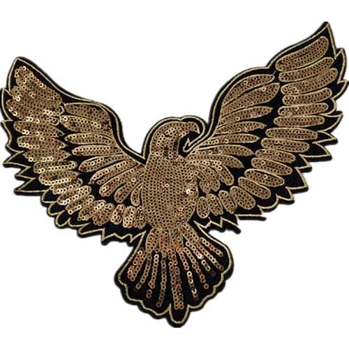 T shirt Women patch golden sequins fabric 140mm eagle deal with it patches for clothing stickers strange things free shipping