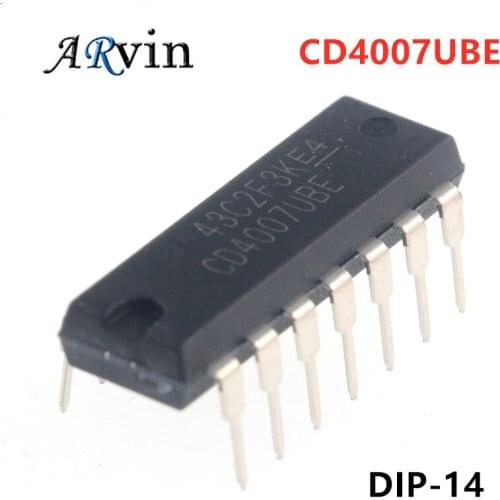 10PCS CD4007UBE DIP14 CD4007 DIP CD4007BE DIP-14 CD4007U CMOS DUAL COMPLEMENTARY PAIR PLUS INVERTER IC