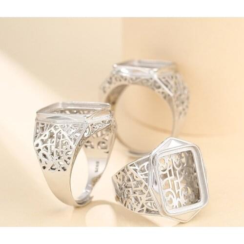 13.5*16.5mm 925 STERLING SILVER Semi Mount Bases Blanks base blank Pad men ring Setting jewelry findings (without stone) A5391