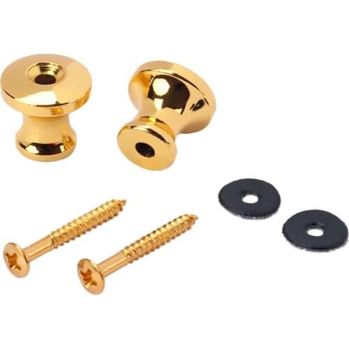 2 pcs Guitar Strap Button Lock Screw for Mandolin Guitar Bass for Electric Acoustic Guitar Parts Replacement Gold
