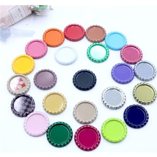 20pcs/lot 25mm Inside Colored Round Flattened Bottle Caps for DIY Hairbow Crafts Hair Bows Necklace Jewelry Accessories