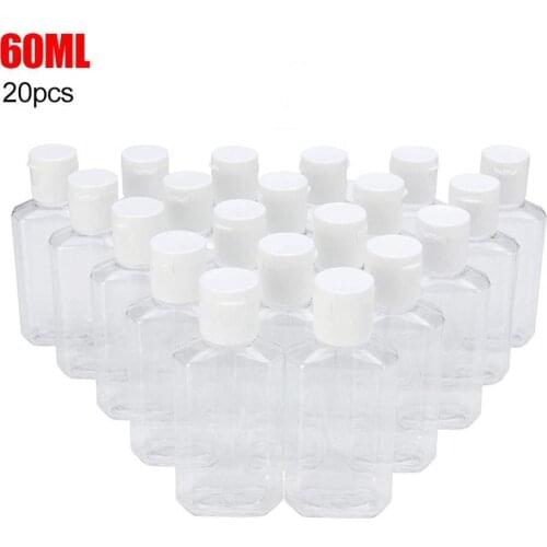 20Pcs Clear Travel Liquid Bottle 60ml Empty Bottle Portable Refillable Soap Container Reusable Shampoo Shower Gel Jar For Trip