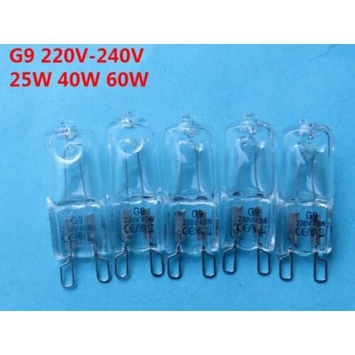 500PCS Halogen G9 Bulb 40W 220-240V JC Type G9 Halogen Lamps Dimmable 25W 40W 60W Clear Each Bulb