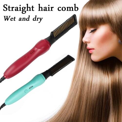 2021 Electric Hair Straighten Brush for Wet & Dry Hair Multifunctional Heating Ionic Styling Comb Beard Straightener/Curler S
