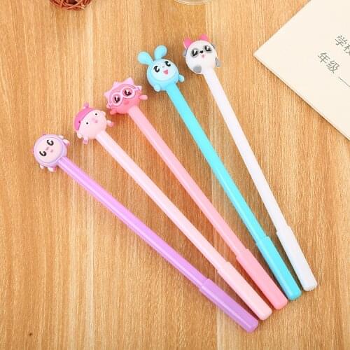 24 pcs cute cartoon gel pen head creative learning stationery Office supplies gel pen factory outlet pens for school