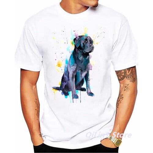 Watercolor Labrador Dog Animal Print T-Shirt MenS Clothing 2021 Funny Tshirt Homme Harajuku Kawaii Clothes T Shirt Hombre