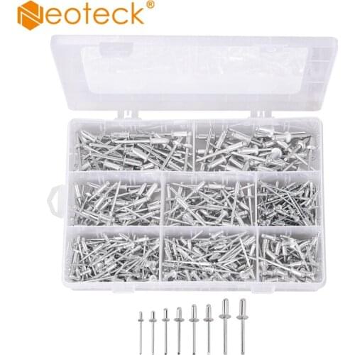 Neoteck Aluminum Grip 500pcs 8 Sizes Aluminum Blind Rivets For Diy Household, Commercial, Automobile Blind Pop Rivets
