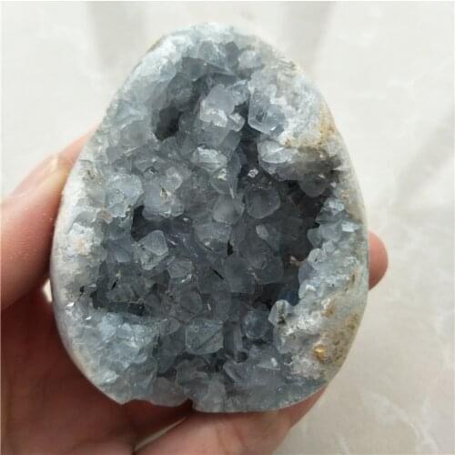 Large natural celestite stone and mineral crystal celestine geode celestite egg from madagascar for crystal healing meditation