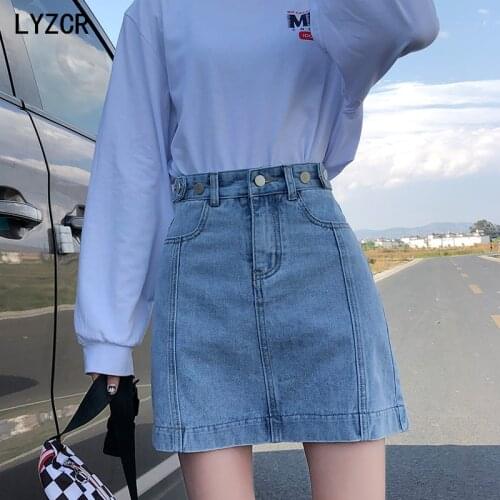 Denim Womens Jeans Skirts Womens Vintage A Line Miniskirt for Women High Waist Denim Skirt Summer 2021 Korean Style Skirts
