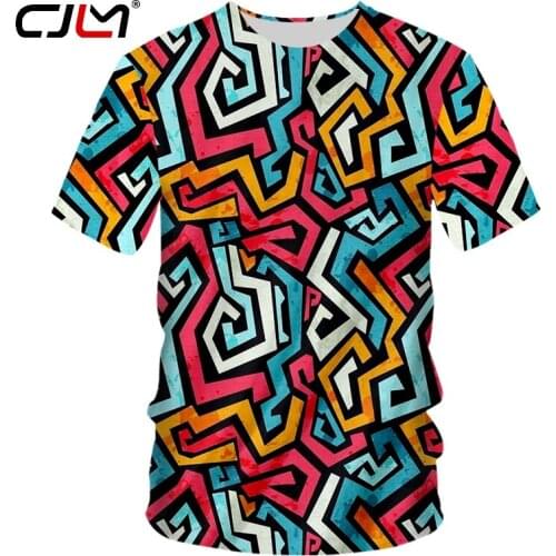 CJLM T-shirt Male Fashion Short Sleeve Personality 3D Print Maze colorful pattern Hiphop 6XL Tops Tees For Men Summer T Shirts