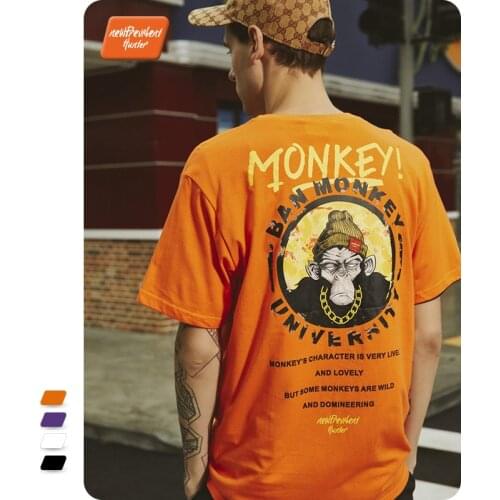 Summer Mens Fashion 100% Cotton T-shirts Korean Clothing Funny Monkey Anime Print Top Chic Streetwear Womens Tee Shirt For Men