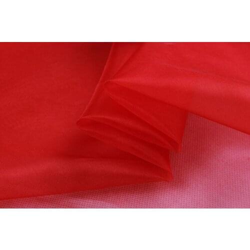 Howmay 100% pure silk fabric organza 6m/m 140cm width 8# red solid color for costume decoration curtain