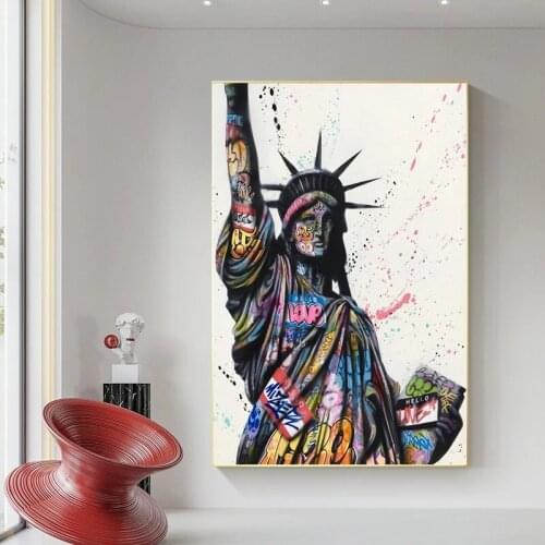 Graffiti Art Statue of Liberty Canvas Painting Graffiti Posters and Prints Cuadros Wall Art Picture Living Room Home Decor