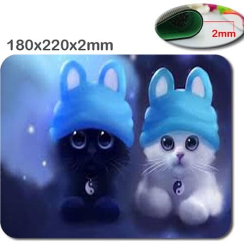 Mouse Pad Cute Cat Square Black Best Custom Pad Lockless Gaming Desk Mat Office Computer PC Anime Rug Pink Mousepad 22x18cm