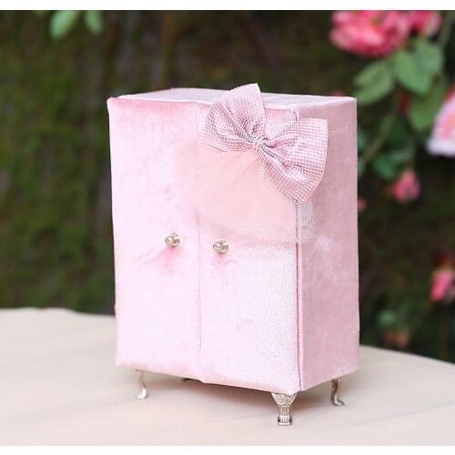 Cute Pink Closet Jewelry Storage Box Display Case w/ Mirror Organizer Holder