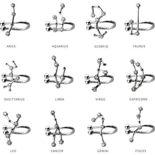 Modian Twelve constellations Simple Charm Clip Earrings 100% 925 Sterling Silver Leo Virgo Pisces Jewelry For Women Jewelry