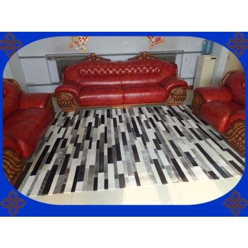 Fashionable art carpet 100% natural genuine cowhide leather carpets