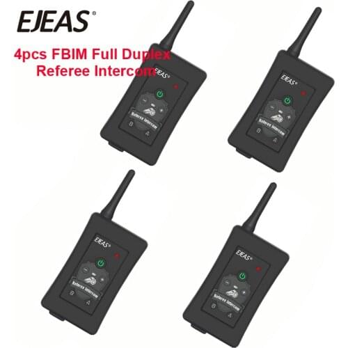 4pcs/lot Latest EJEAS FBIM 1200M 4 Riders Motorcycle BT Interphone Headset Bluetooth Full Duplex Football Referee Intercom FM
