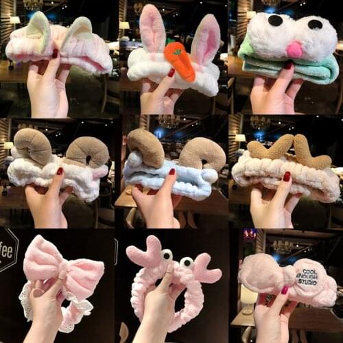 Wash Face Hair Holder Hairbands Soft Warm Coral Fabric Bow Animal Ears Headband For Women Girls Turban Fashion Hair Accessories