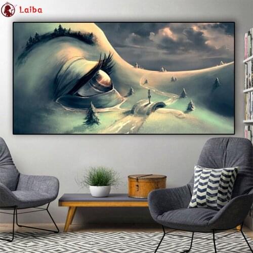 Full square round drill set Abstract art,girl face, tree landscape diy diamond painting 5d diamond mazayka embroidery room decor