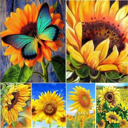 5D DIY Diamond Painting Sunflower Full Square/Round Diamond Embroidery Flower Cross Stitch Kit Rhinestones Mosaic Home Decor