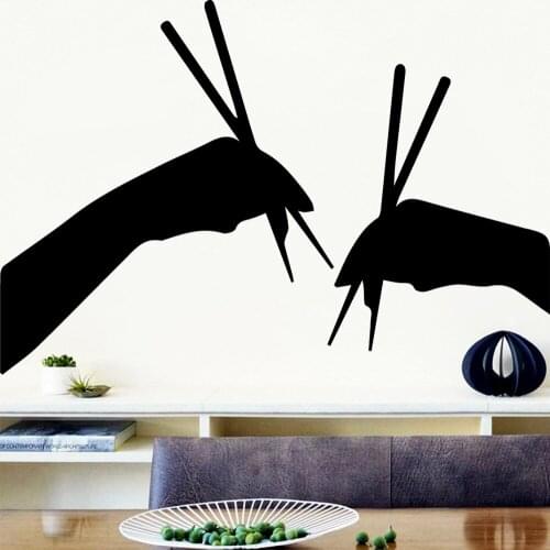 Cartoon Style Chopsticks Stickers Wall Decals For Kitchen Room Pvc Mural Art Poster Decor Sushi Store Pvc Decal