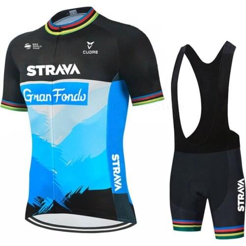 New Strava Team Summer Cycling Clothing Comfortable Racing Bicycle Clothes Suit Quick-Dry Mountain Bike Cycling Jersey Set