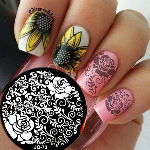 New JQ Designs Nail Art Image Stamp Stamping Plates Manicure Templates Chinese rose JQ-73
