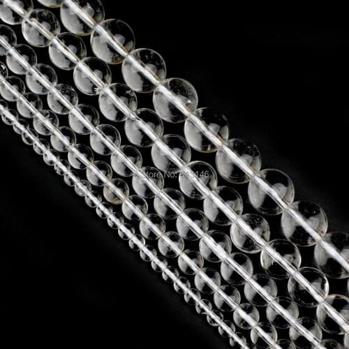 Wholesale Natural Stone Clear Quartz Crystal Beads 4 6 8 10 12MM Full 15" Strand Pick Size For Necklace Bracelet Jewelry Making