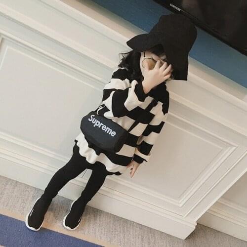 Children clothes baby girl clothes girls long sleeve striped sweater dress loose long tops dress 2pcs girls clothes