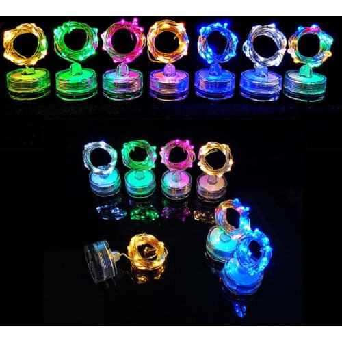10pcs Underwater Lamp 2m 20 leds Diving Lamp Led Button Battery Holder Copper Wire String Light for Christmas Candle Copper Wire