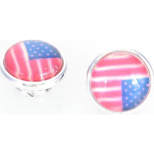 Miasol USA Canada Flag Silver Plated Brass Jewelpop Fits DIY Kameleon Charm Bracelets Necklace Ring Jewelry Making
