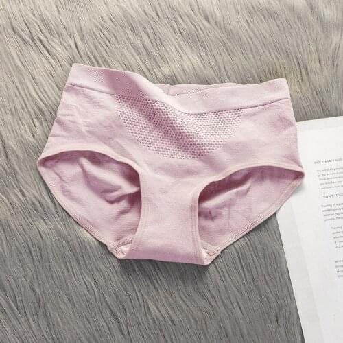 Sanderala Women Sexy 3D Honeycomb Massage Warm Palace Underwear Middle Waist Hip Breathable Comfortable Female Cotton Briefs