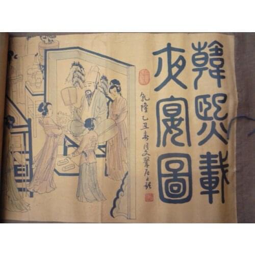 Collectable Chinese Old Scroll Painting--Court life,Hand painting, Art work /Decoration, 320CM Long, Free Shipping