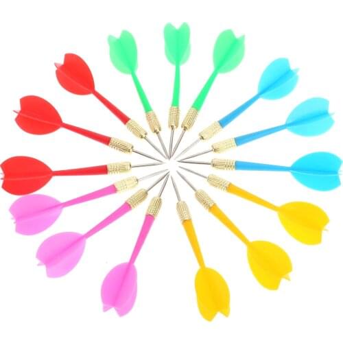 15Pcs 6g Steel Needle Tip Point Darts Random 5 Colors/ 5 Sets With Iron Copper Plated Barrel & PVC Shaft & Nice Flights Throwing