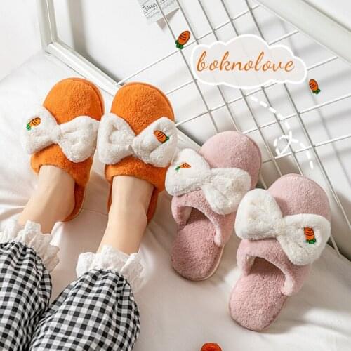 Women Winter Cartoon Plush Slippers Ladies Fur Flat Slippers Couple Warm Indoor Shoes Female Casual Comfort Slippers MTX23