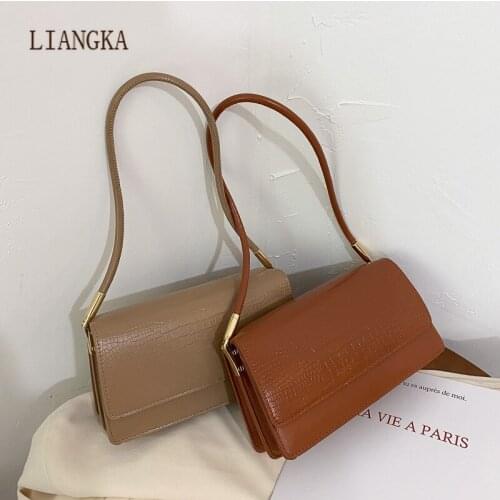 Alligator Pattern Baguette Bags for Women 2020 New Luxury Handbags Designer Shoulder Bags PU Leather Female Underarm Bag