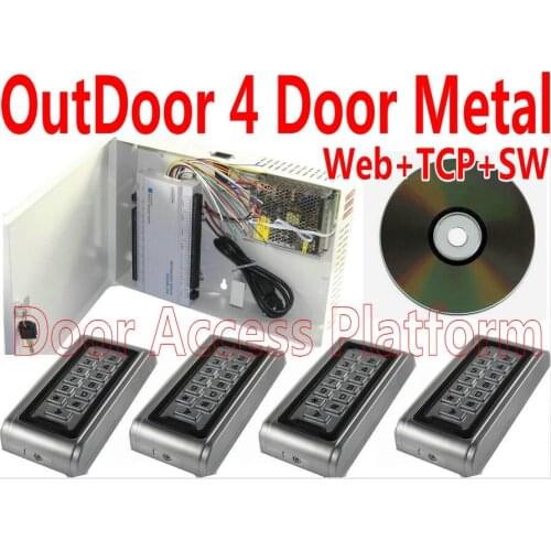OutDoor 4 Door Web Access controller access Wie-gnd reader Both side Control Metal Code+ ID Card reader Entry+Exit Control PC SW