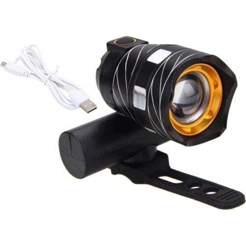 Bicycle Light Set T6 USB Rechargeable Battery Adjustable Zoom Bike Front Headlight Cycling Lamp with Taillight
