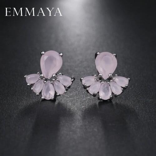 EMMAYA New Pink AAA CZ Stud Earrings Small Jewelry Brincos For Children Girls Wedding