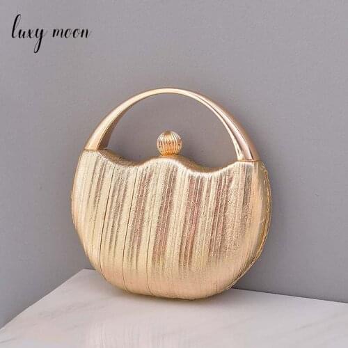 Womens PU Clutch Bag Round Shape Luxury Designer Handbag Retro Womens Evening Clutch Purse Chain Shoulder Evening Bags Z220