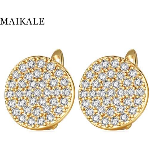 MAIKALE Simple Round Earrings Cubic Zirconia Copper Earing Classic Wild Exquisite Jewelry Earrings For Women To Send Friend