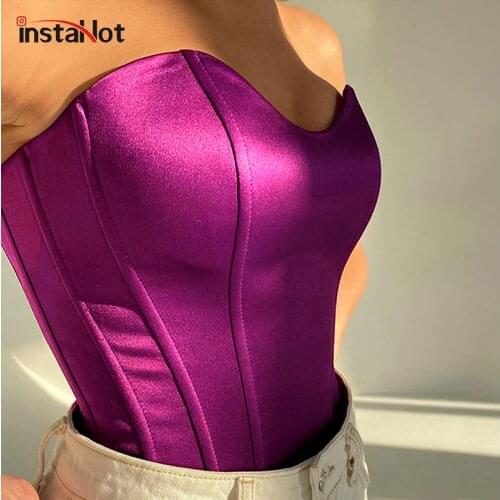 InstaHot Womens Basic Fitted Waist Belt Solid Corset Cropped Top Summer Party Streetwear Casual Vintage Female Sexy Girdle Belt