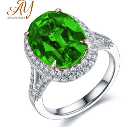 Anillos Yuzuk 4 Color Simulated Emerald 925 Sterling Silver Rings For Women Engagement Ring Resizable Silver Gemstones Jewelry