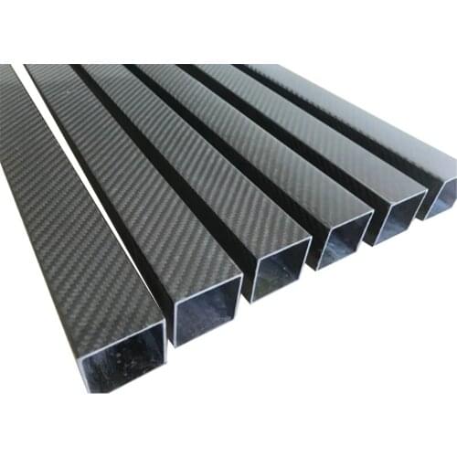 1Pcs Rectangle 3K Full Carbon Fiber Square Tube High Strength Length 500mm OD 10mm 15mm 20mm 22mm 25mm 30mm Glossy Surface