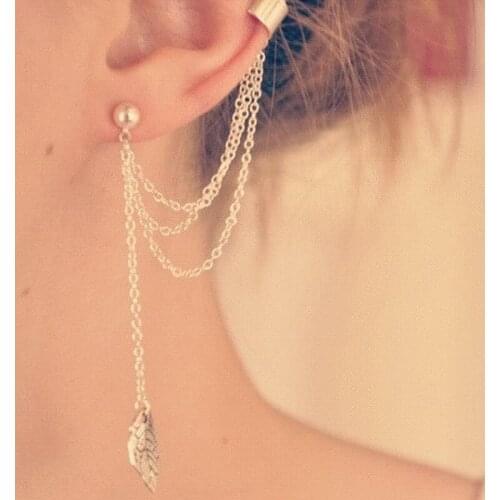 10pcs/lot Individual Dangle Drop Earrings 2020 New Metal Leaves Tassel Earring Clip Party Wedding Jewelry Pearl Pendant Earrings