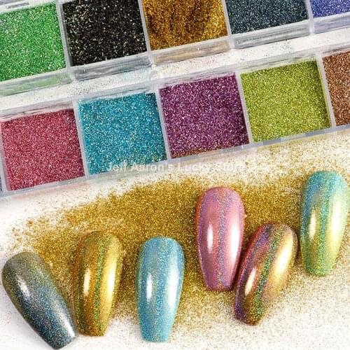 12 Colors Mirror Nail Powder Super Shine Nail Glitters Red Gold Manicure Nail Art Glitter Chrome Dust Decoration