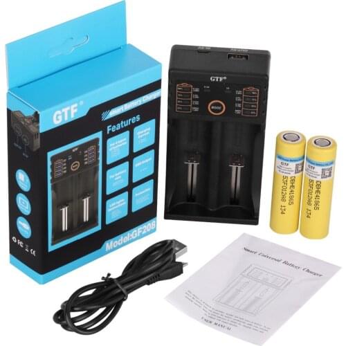 2 pces 3.7 v 18650 battery he4 2500 mah li-lon rechargeable battery batteries 20a lantern discharge + 1pc battery charger